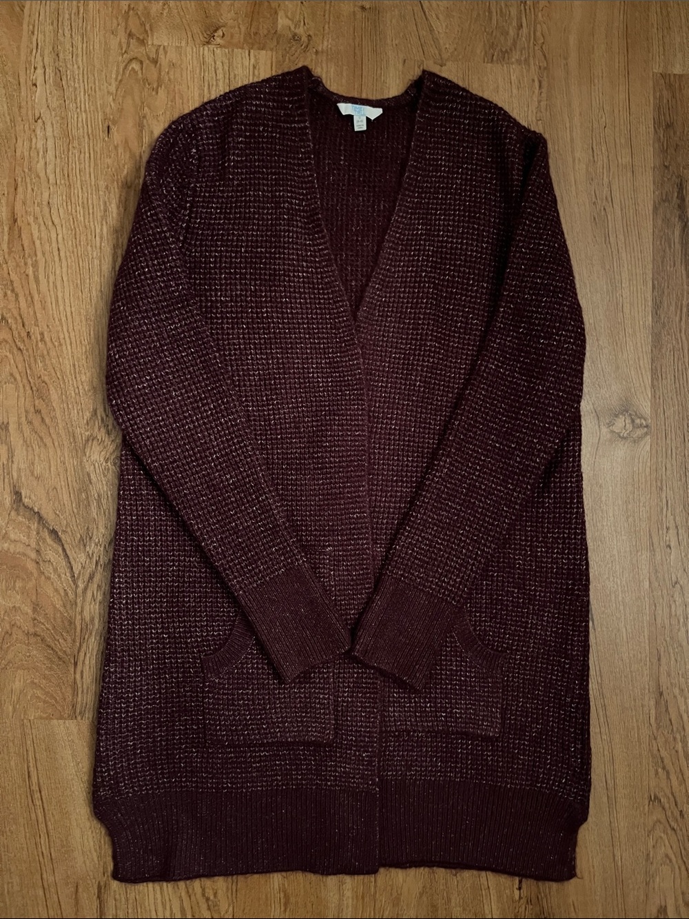 Time and Tru Open Front Long Sleeve Sweater Cardigan